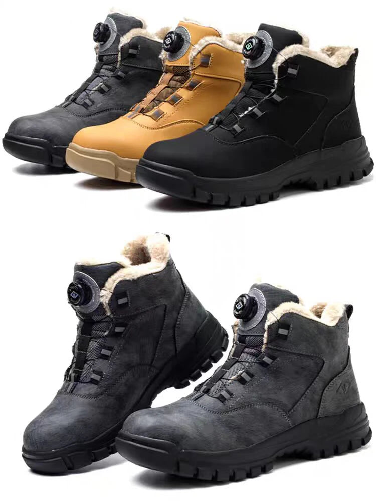 Rotating Buttons Men Safety Boots Autumn Winter Steel Toe Work Boots Indestructible Protective Safety Shoes Men Puncture-Proof