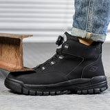 Rotating Buttons Men Safety Boots Autumn Winter Steel Toe Work Boots Indestructible Protective Safety Shoes Men Puncture-Proof