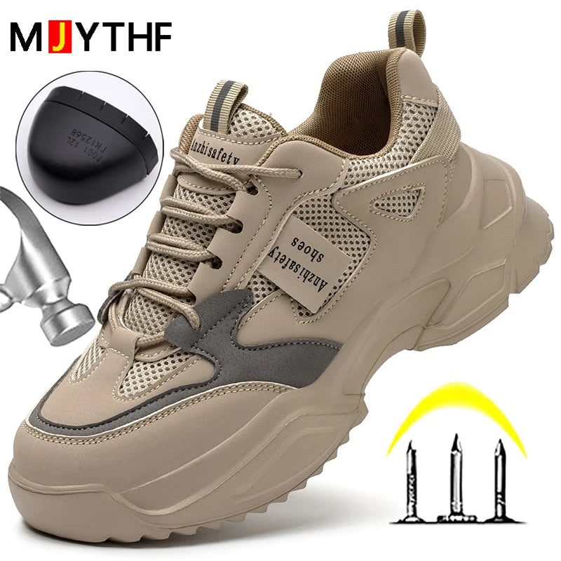 New Women's Safety Shoes Fashion Sneakers Women Work Shoes Anti-smash Anti-puncture Security Boots Protective Shoes Breathable