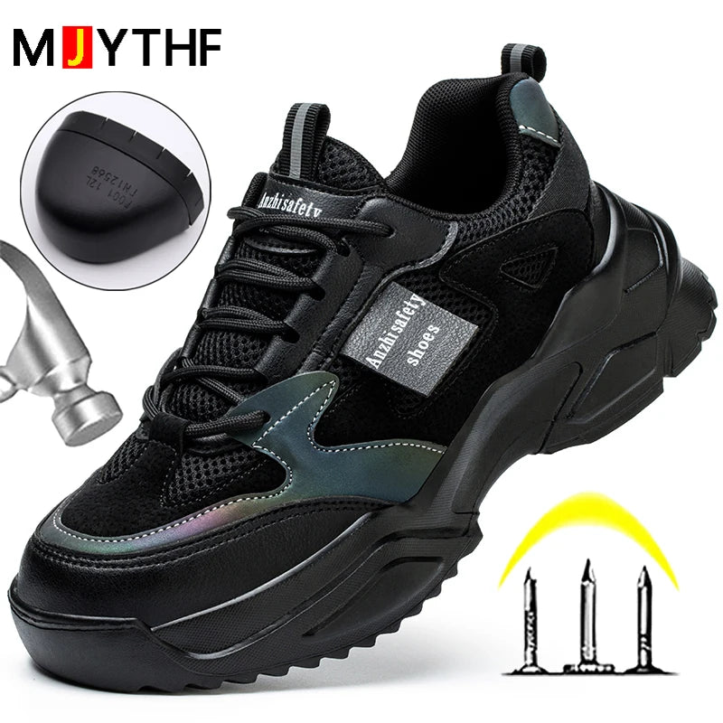 New Women's Safety Shoes Fashion Sneakers Women Work Shoes Anti-smash Anti-puncture Security Boots Protective Shoes Breathable